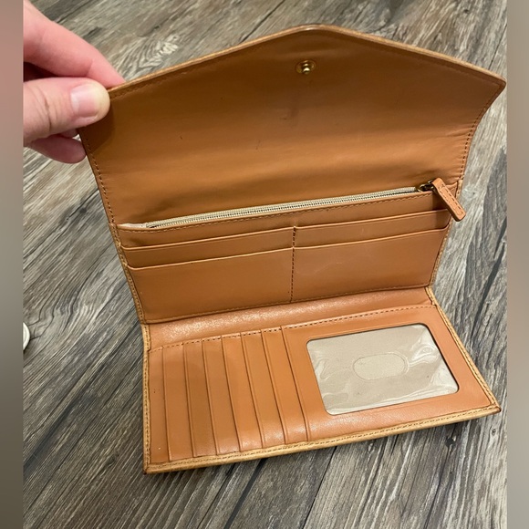 Brahmin Veronica Envelope Wallet Cashew Melbourne Croc-Embossed Leather - Picture 4 of 5